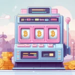 Best crypto slots illustration showing a Bitcoin slot machine, crypto casino gameplay, and digital jackpot concept