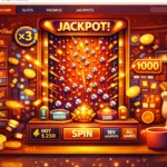 Pachinko-inspired online casino game shown inside a colorful browser-style interface, with silver balls bouncing through pins into reward slots, jackpot graphics, coin effects, and Japanese-themed decor.